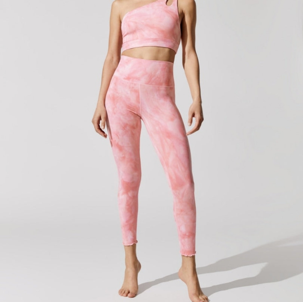Carbon38 Super Soft Tie Dye 7/8 Legging Peach/Pink Size Small NWT